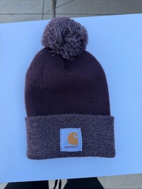 Carhartt Pom Beanie in Plum and Heather
